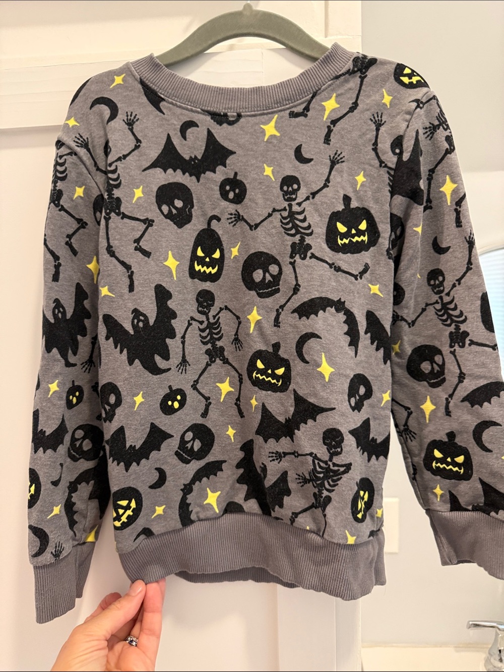 **2 Pack** Little Sleepies Gray/Yellow Halloween Skeleton and Pumpkin Sweatshirt